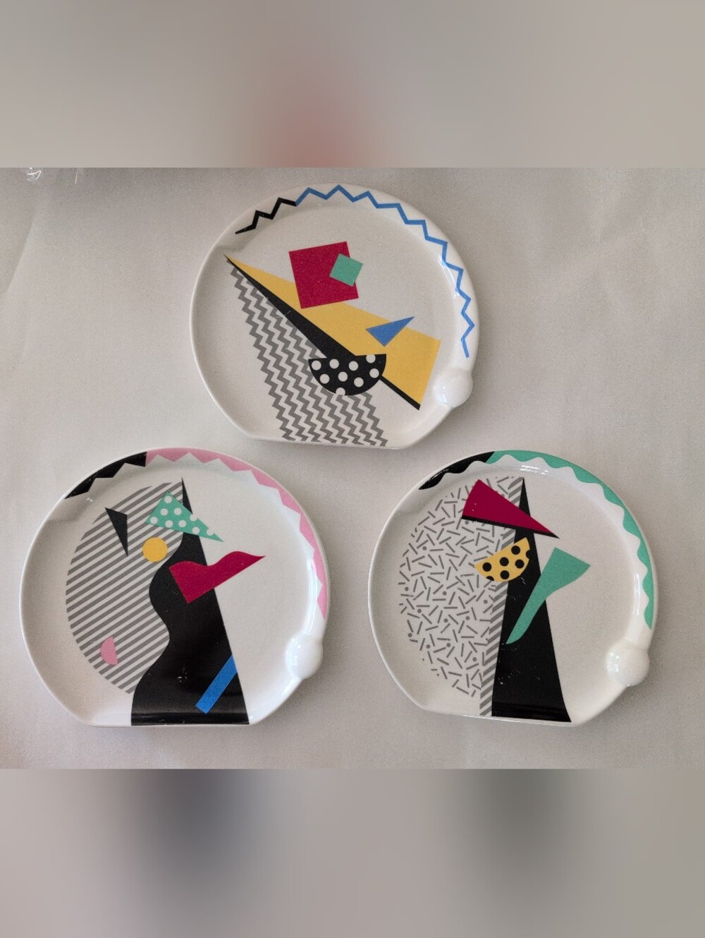 3 Kato Kogei Japanese Memphis Plates for Fujimori Carnival Collection
